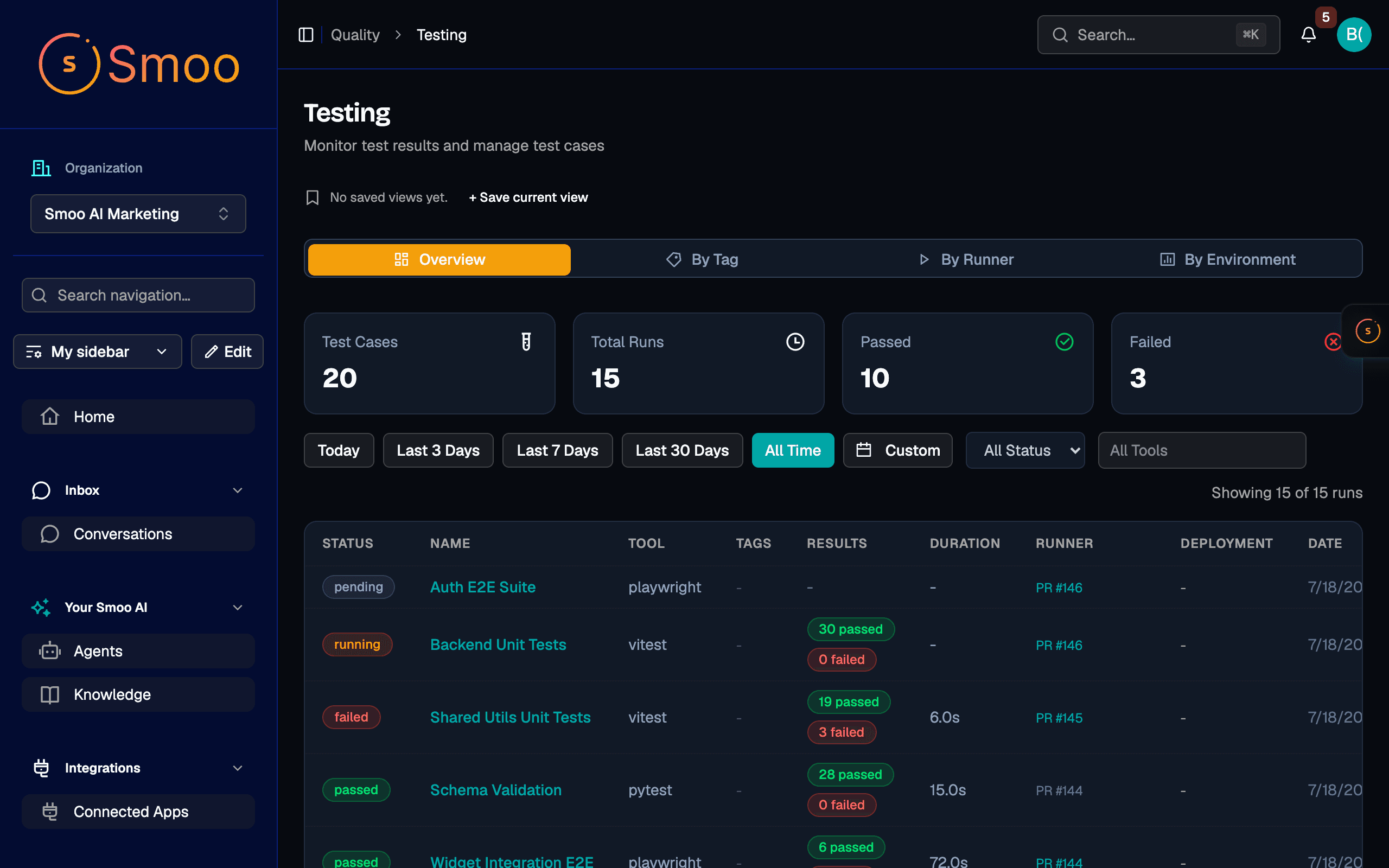Test Runner Dashboard